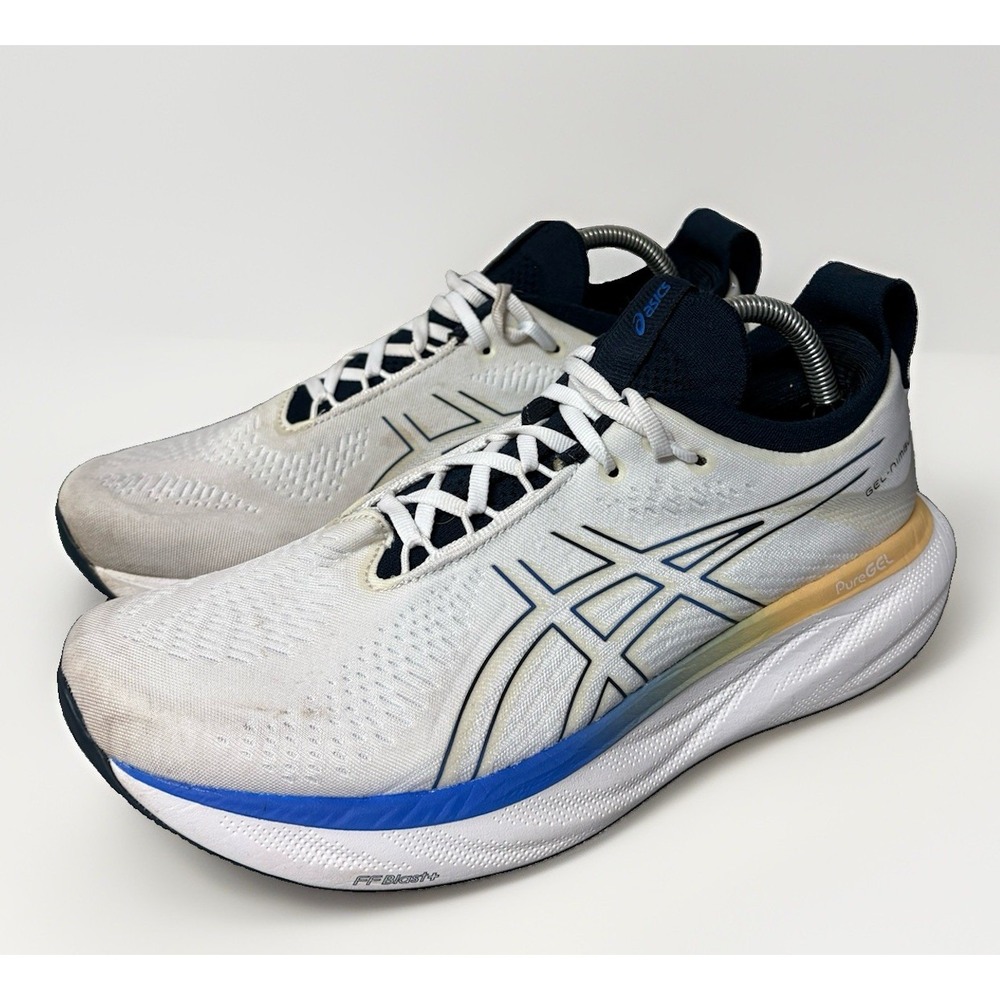 ASICS Gel Nimbus 25 Men's White/ Illusion Blue 1011B547-104 Shoes Size 9